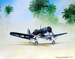 "Corsair Prefilight" - Marc Stewart - World War II Aviation Art